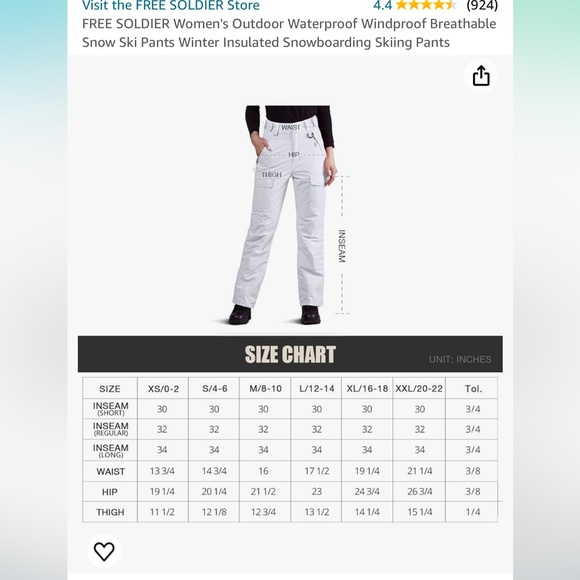 FREE SOLDIER Women's Waterproof Snow Winter Insulated Snowboarding Skiing Pants - Picture 6 of 12